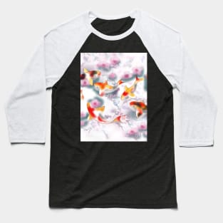 Sakura and koi carp in white water Baseball T-Shirt